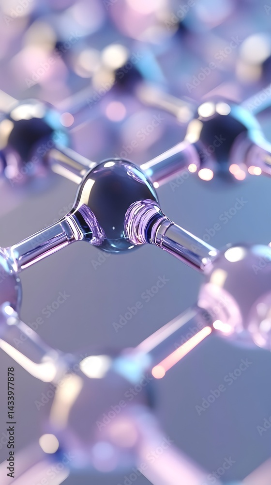 Poster microscopic view of a crystalline lattice structure, showcasing interconnected nodes and bonds with 