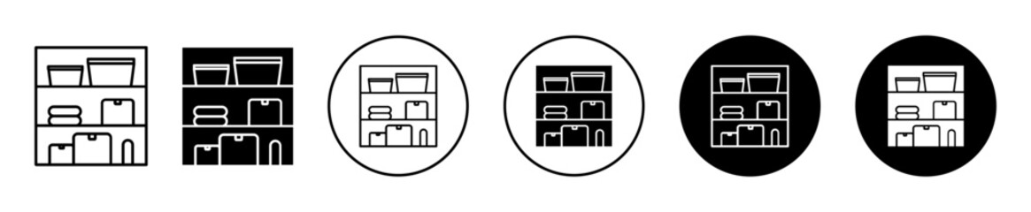 Shelves Storage icons. minimal vector symbol