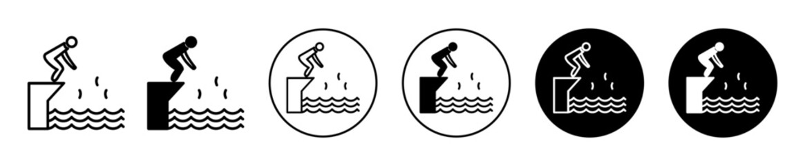 swimmer jumping icons. minimal vector symbol