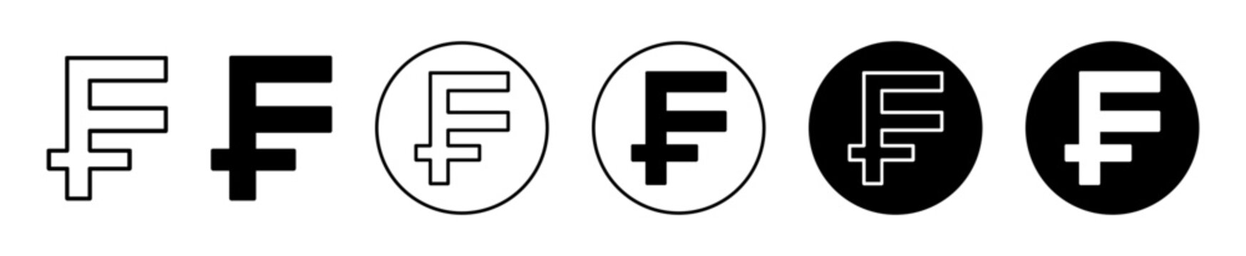 Swiss franc currency icons. minimal vector symbol