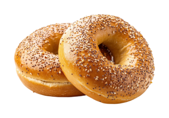 Delicious fresh bagels local bakery food bright environment isolated on transparent background