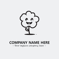 Flower illustration black and white for logo company vector image
