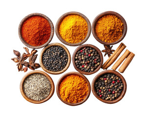 Exploring exotic spices a culinary journey in vibrant kitchen settings isolated on transparent background
