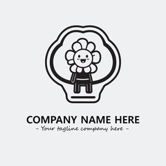 Flower illustration black and white for logo company vector image
