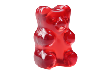 Delicious red gummy bear candy sweet treat isolated on food jelly yummy on transparent background