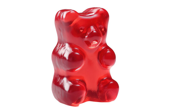 Delicious red gummy bear candy sweet treat isolated on food jelly yummy on transparent background