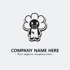 Flower illustration black and white for logo company vector image
