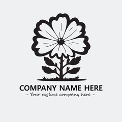 Flower illustration black and white for logo company vector image
