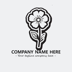 Flower illustration black and white for logo company vector image
