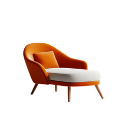 Elegant orange velvet chaise lounge chair