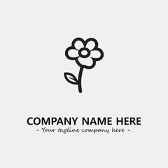Flower illustration black and white for logo company vector image

