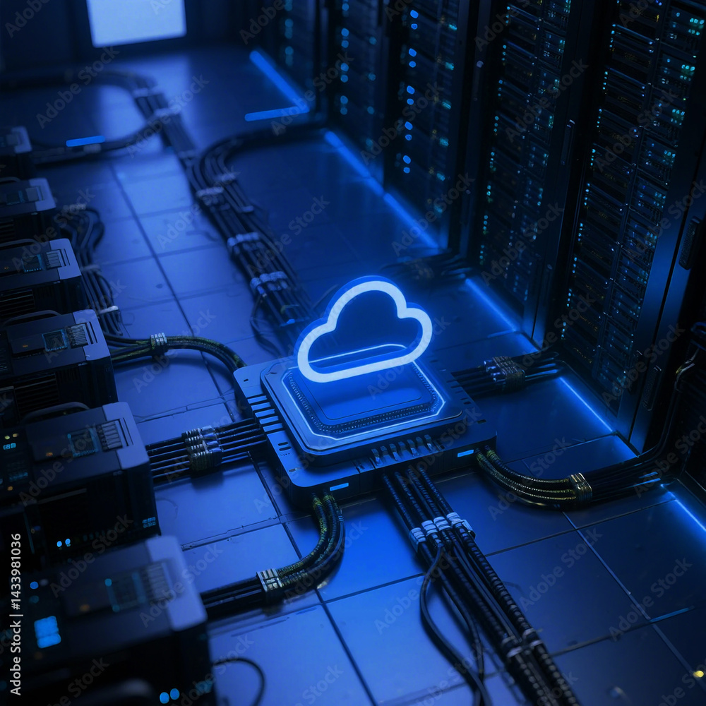 Aufkleber abstract illustration of cloud security services, stylized cloud icon integrated with a secure padlo