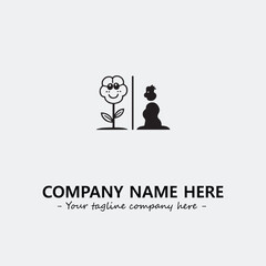 Flower illustration black and white for logo company vector image
