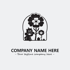 Flower illustration black and white for logo company vector image
