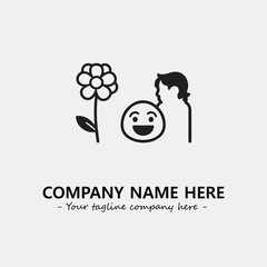 Flower illustration black and white for logo company vector image
