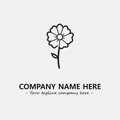 Flower illustration black and white for logo company vector image
