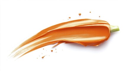 Orange paint smear with texture on white background. Generative AI