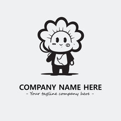 Flower illustration black and white for logo company vector image
