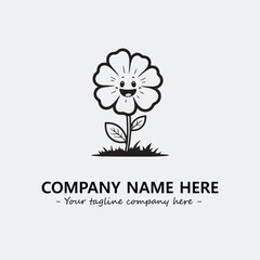 Flower illustration black and white for logo company vector image
