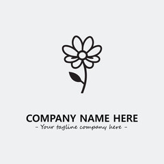 Flower illustration black and white for logo company vector image
