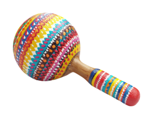 Colorful maraca musical instrument isolated on transparent background