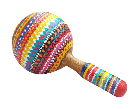 Colorful maraca musical instrument isolated on transparent background