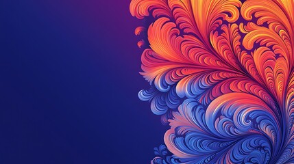 Abstract fiery blue floral design.