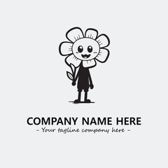 Flower illustration black and white for logo company vector image
