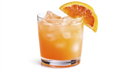 Alabama Slammer Cocktail on Ice Isolated on White Background. Generative AI