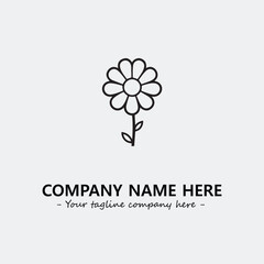 Flower illustration black and white for logo company vector image
