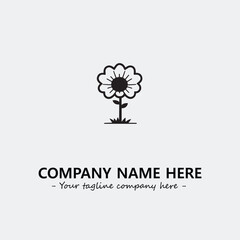 Flower illustration black and white for logo company vector image
