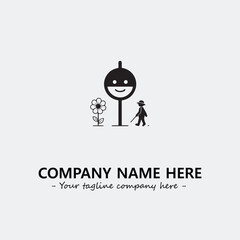 Flower illustration black and white for logo company vector image
