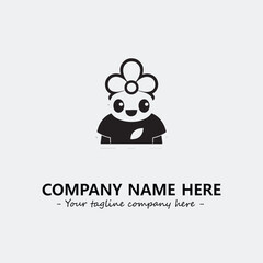 Flower illustration black and white for logo company vector image
