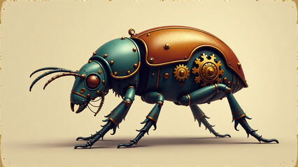 Beetle Gears: Steampunk Insect Vector for Mechanical and Industrial Designs