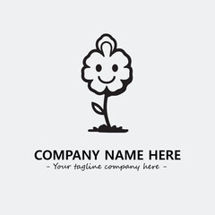 Flower illustration black and white for logo company vector image
