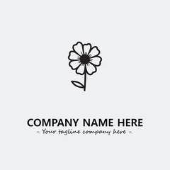 Flower illustration black and white for logo company vector image
