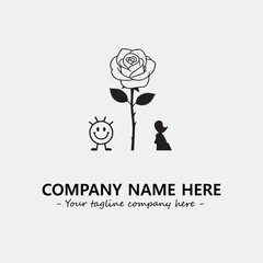 Flower illustration black and white for logo company vector image
