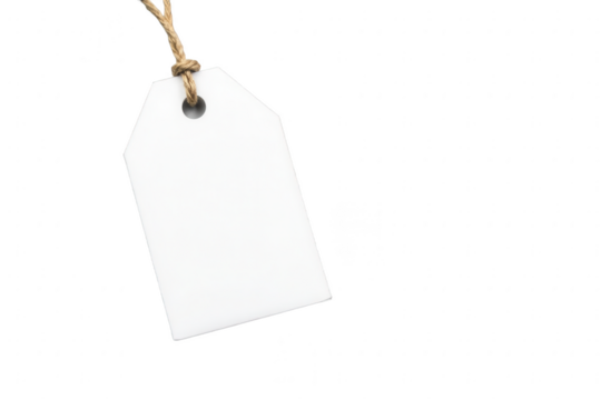Blank Tag with Twine String white transparent background