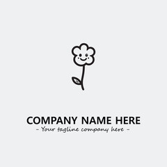 Flower illustration black and white for logo company vector image
