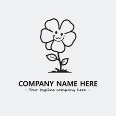 Flower illustration black and white for logo company vector image
