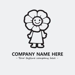 Flower illustration black and white for logo company vector image

