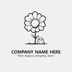 Flower illustration black and white for logo company vector image
