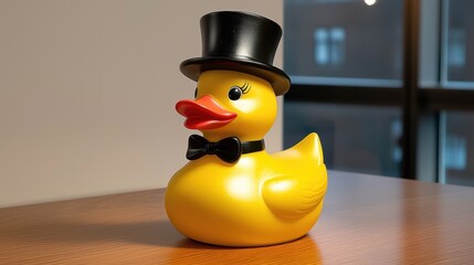 Child's rubber duck styled with formal top hat for novelty look