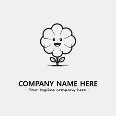 Flower illustration black and white for logo company vector image
