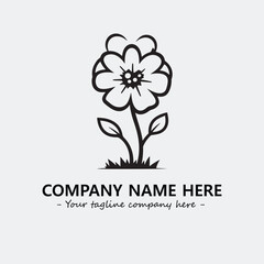 Flower illustration black and white for logo company vector image
