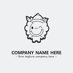 Flower illustration black and white for logo company vector image
