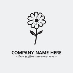Flower illustration black and white for logo company vector image
