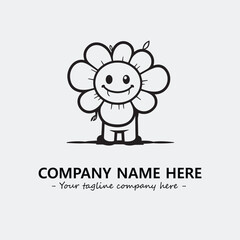 Flower illustration black and white for logo company vector image
