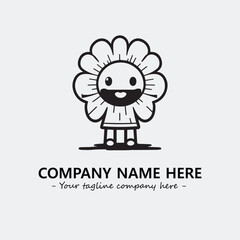 Flower illustration black and white for logo company vector image

