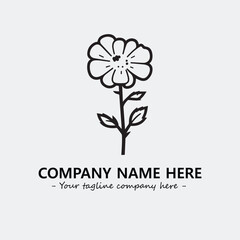 Flower illustration black and white for logo company vector image
